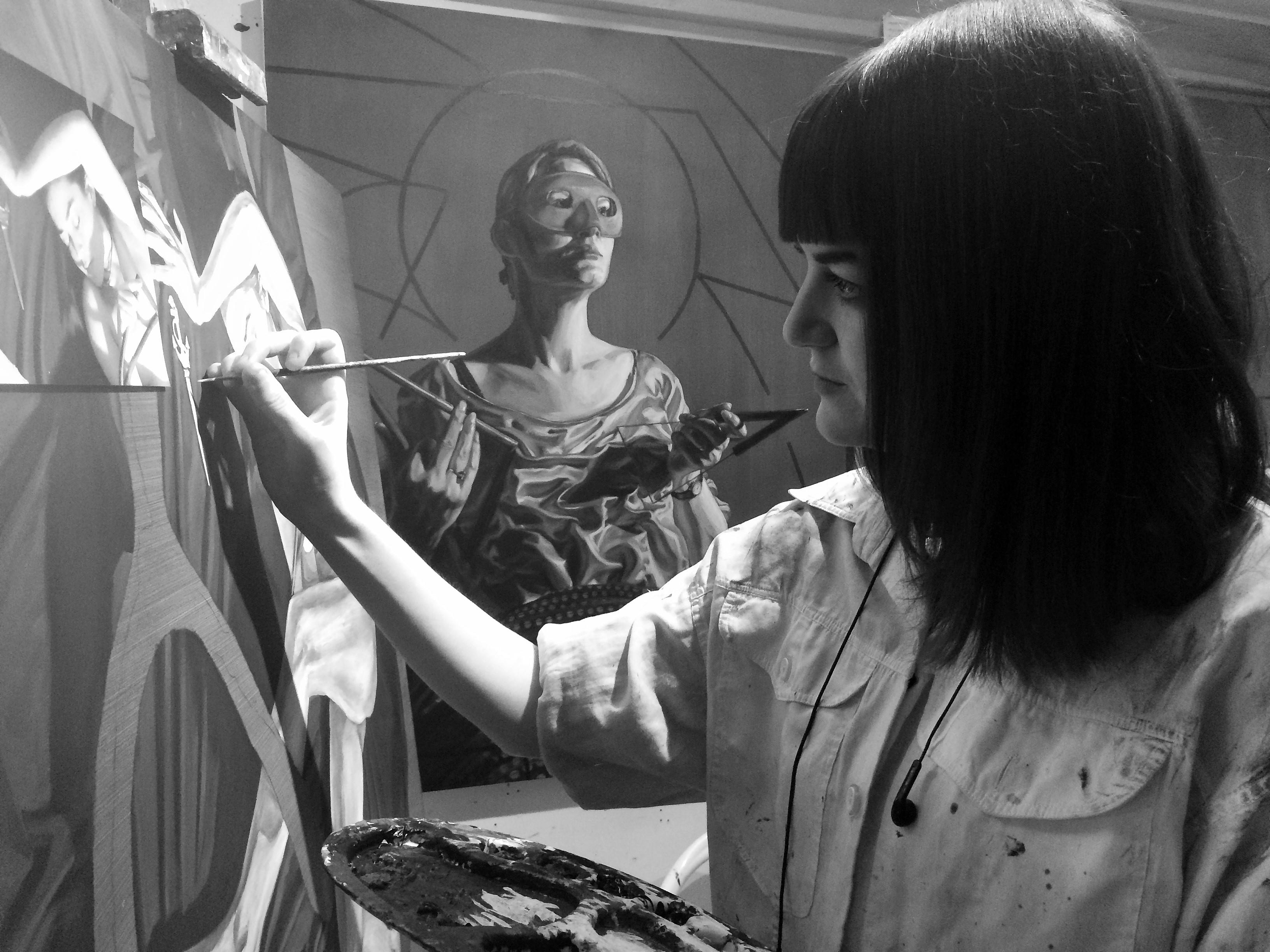 Claire working in her studio